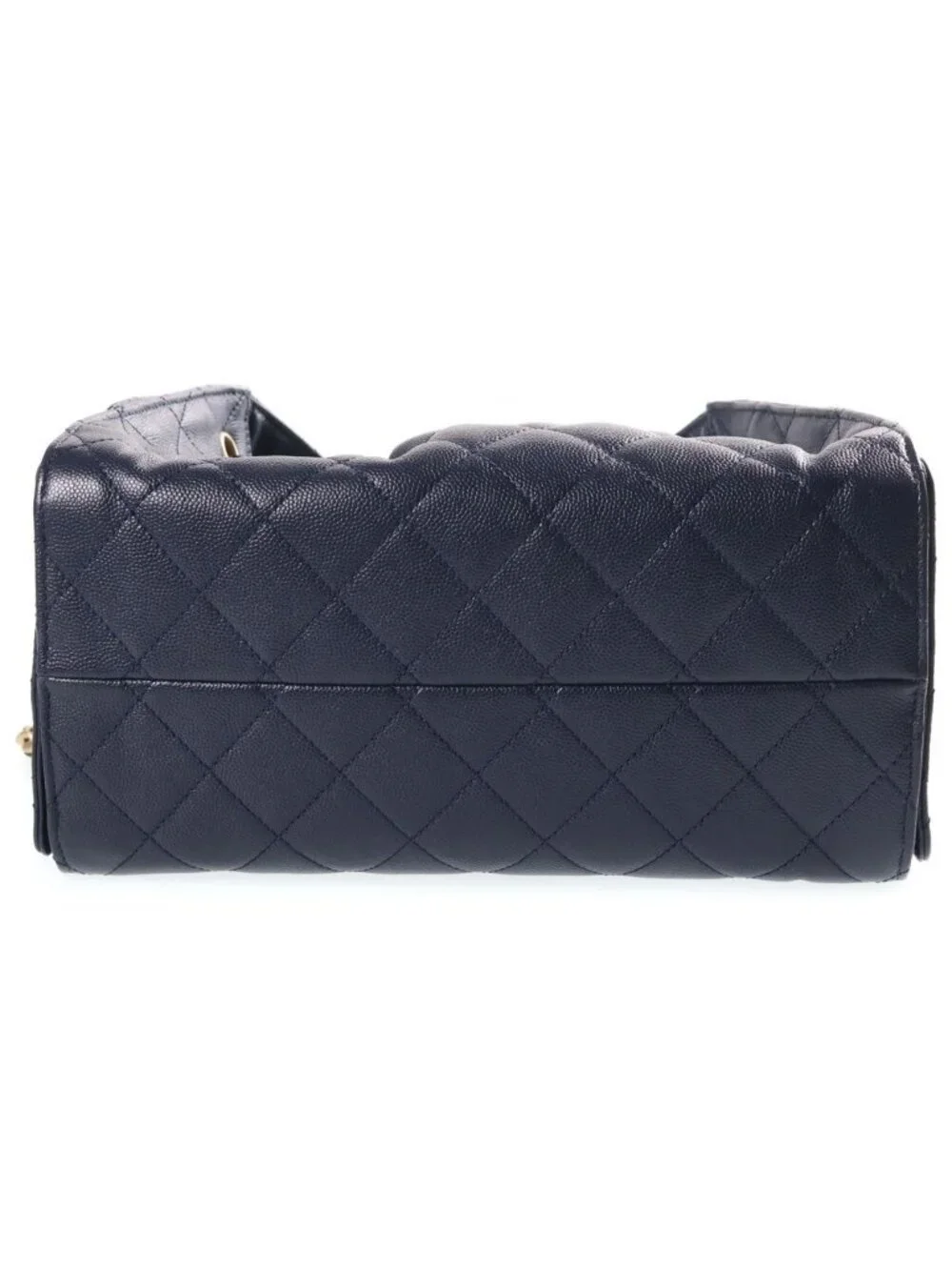 Chanel 25 Chain Bag Navy Caviar Leather Plate Gold